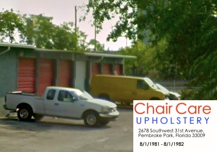 About Us Chair Care Upholstery 1st Shop 1981 to 1982 a white truck next to a white truck
