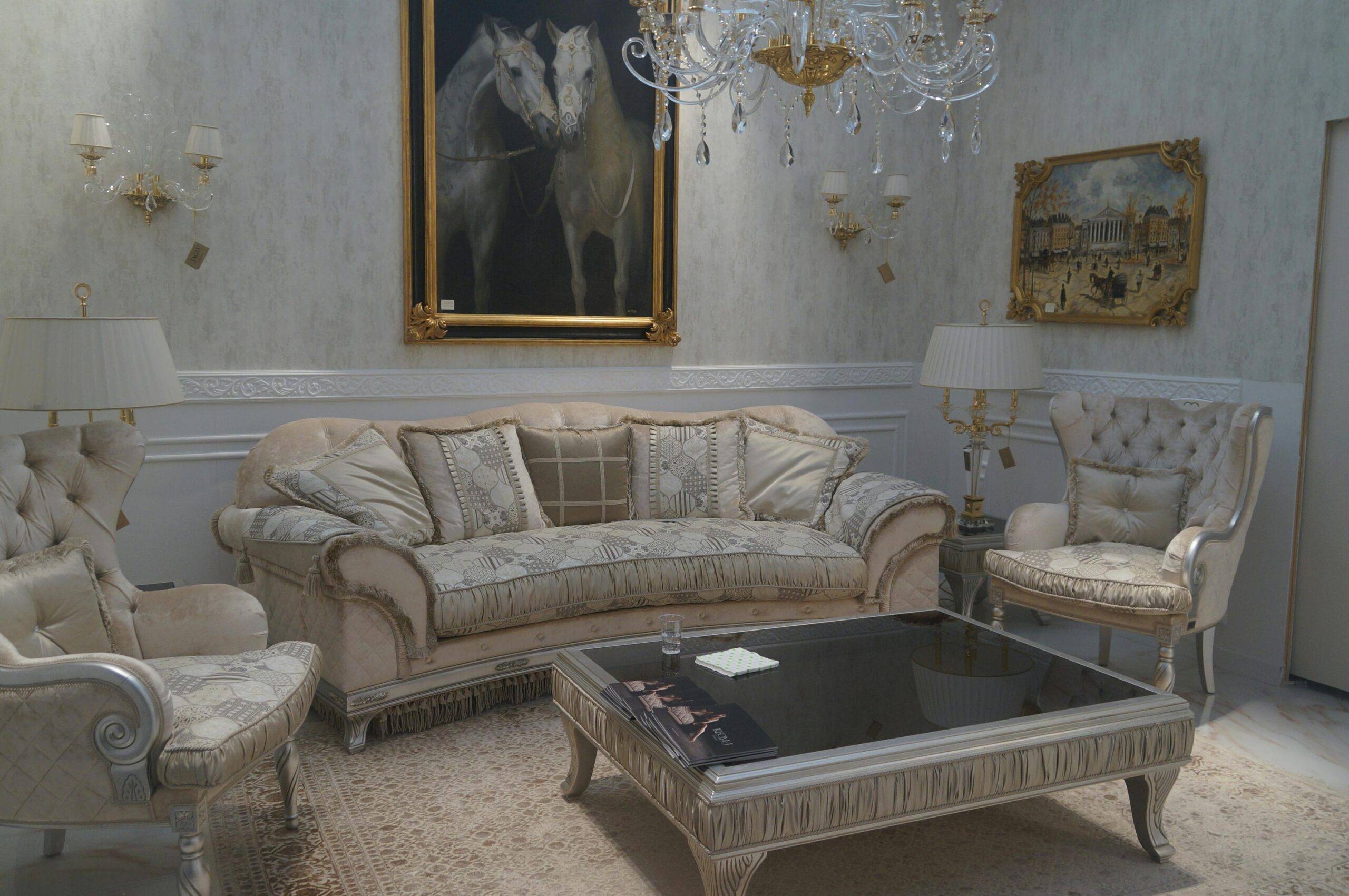 Furniture Upholstery by Chair Care Upholstery A sophisticated and luxurious living room interior featuring classic furniture and elegant decor.